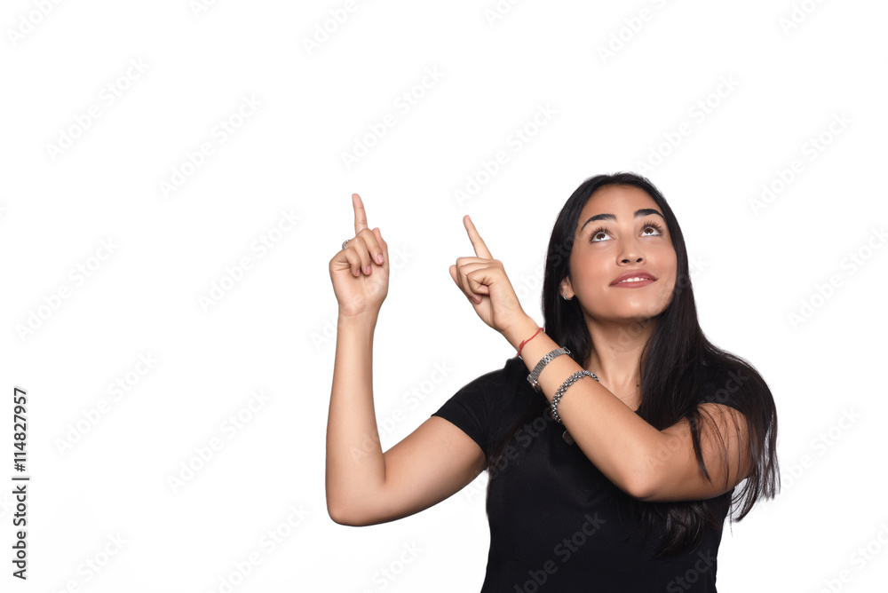Young woman pointing Young woman pointing