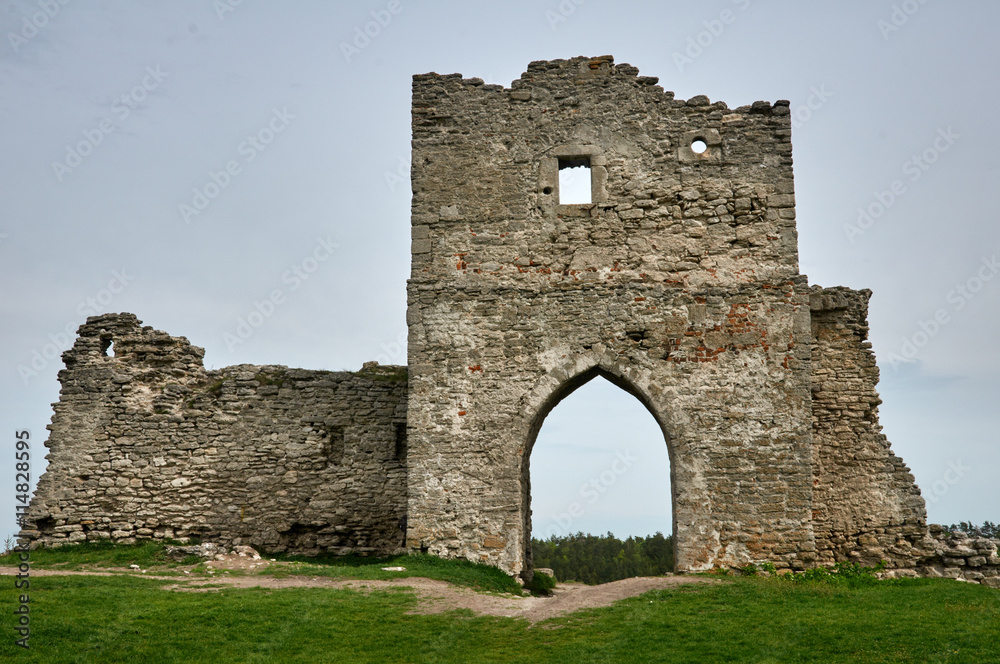 entrance arch ruins in Kremenets town .Ternopil region, Ukraine