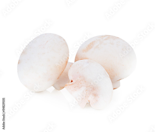 Champignon mushrooms on white background