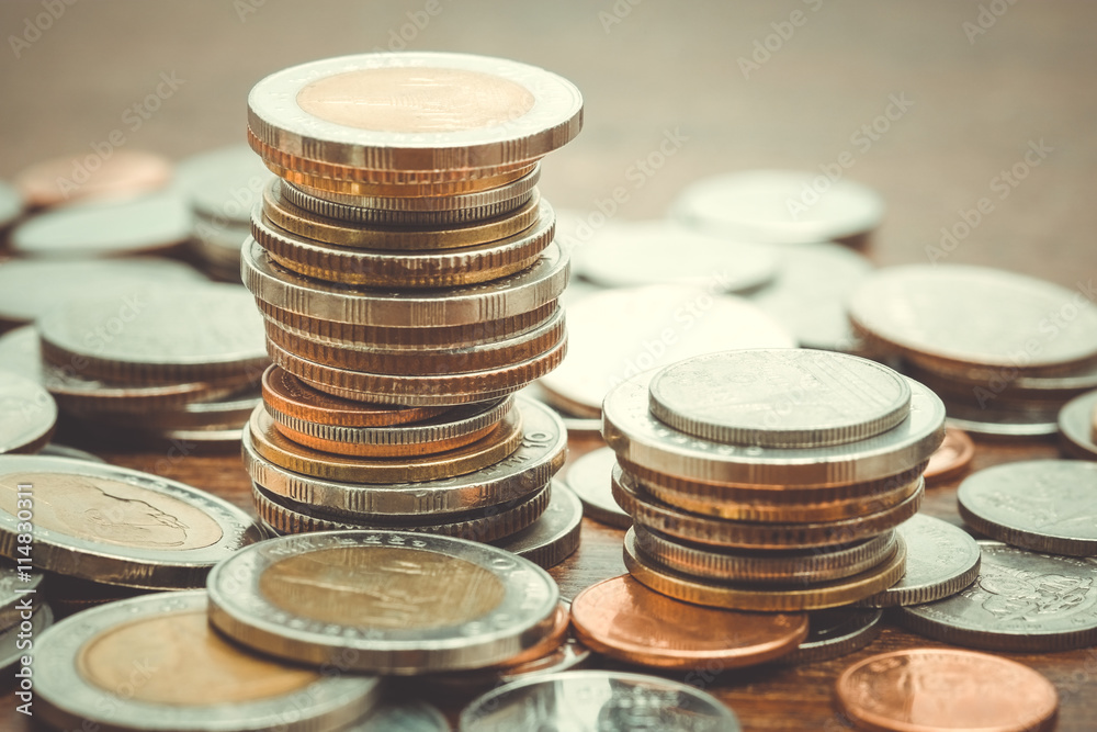 business finance. save money for investment concept coins with f business finance. save money for investment concept coins with f