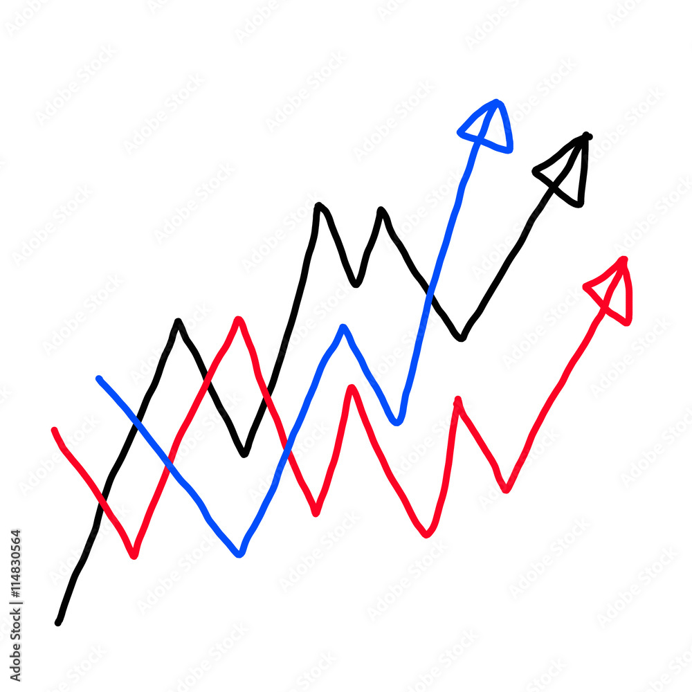 Hand drawn a graphics graph to top point growing data to concept Hand drawn a graphics graph to top point growing data to concept