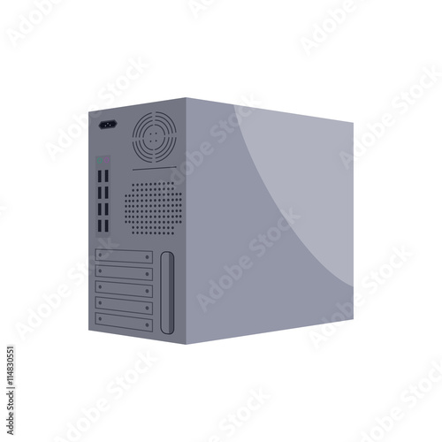 Back panel of central processing unit icon in cartoon style on a white background