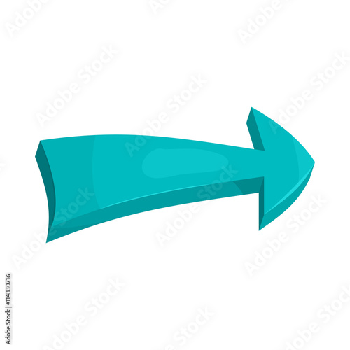 Blue right arrow icon in cartoon style on a white background