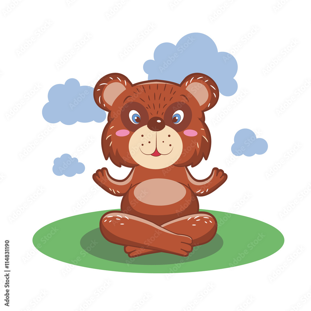 Character cute and beautiful bear practice of yoga. illustration