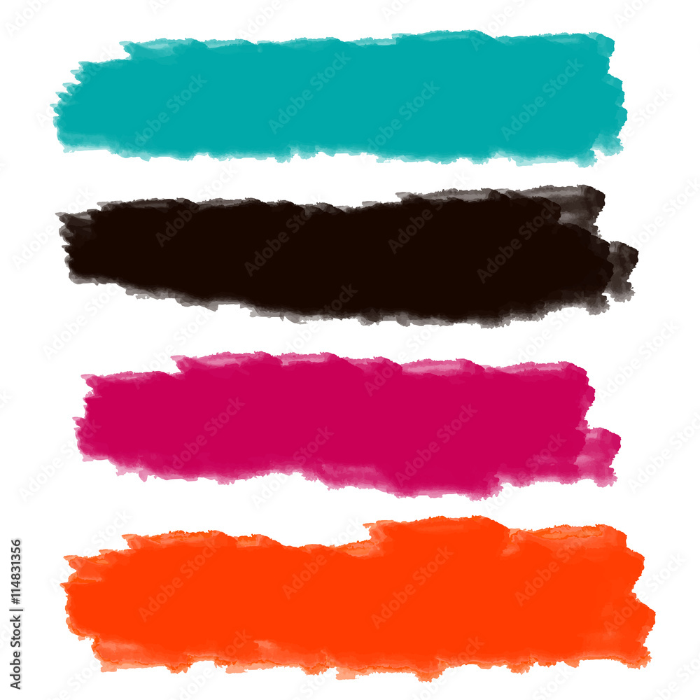 Watercolor stripes, lines, paint stains isolated 