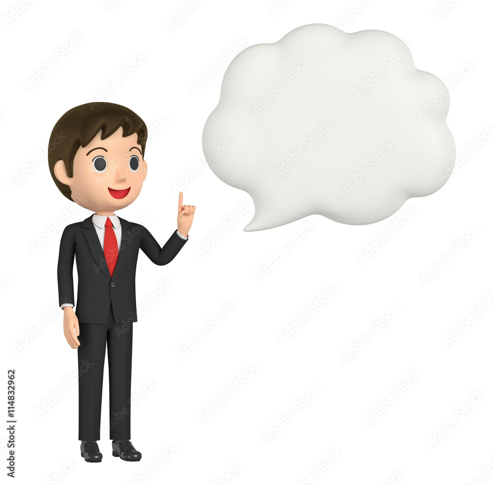 3D illustration character - A business man guides you. 3D illustration character - A business man guides you.