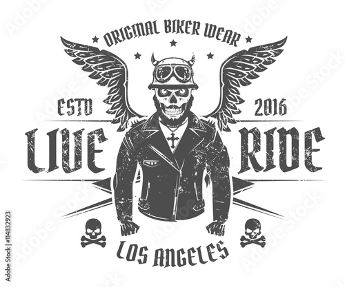 Set of motorcycle biker vintage style tattoo and print for t shirt
