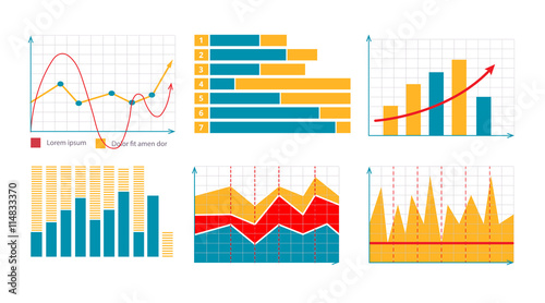 vector illustration of Business graphics and charts set