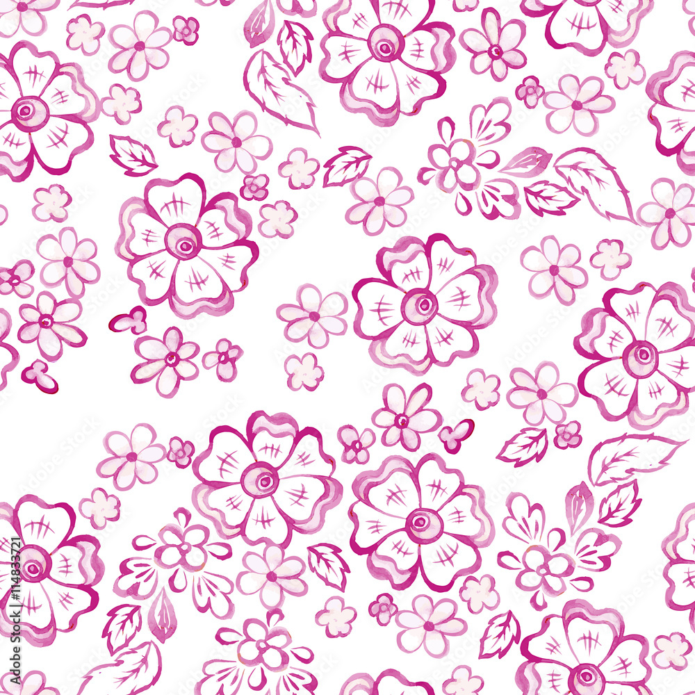watercolor flowers seamless pattern