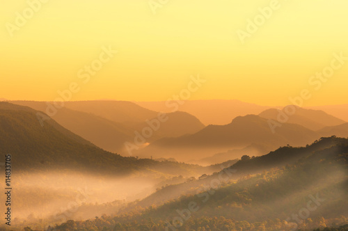 Hill with foggy nature background.