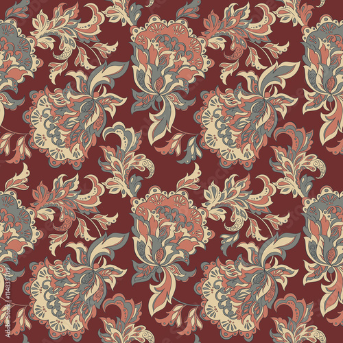ethnic floral seamless pattern. folkloric batik vector ornament.