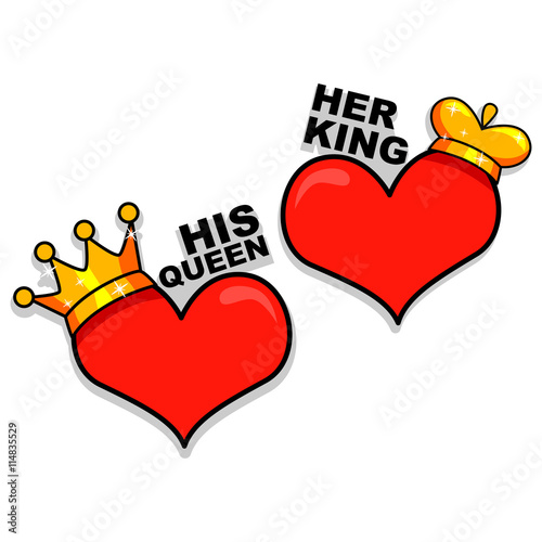 Vector Illustration of Heart as King and Queen