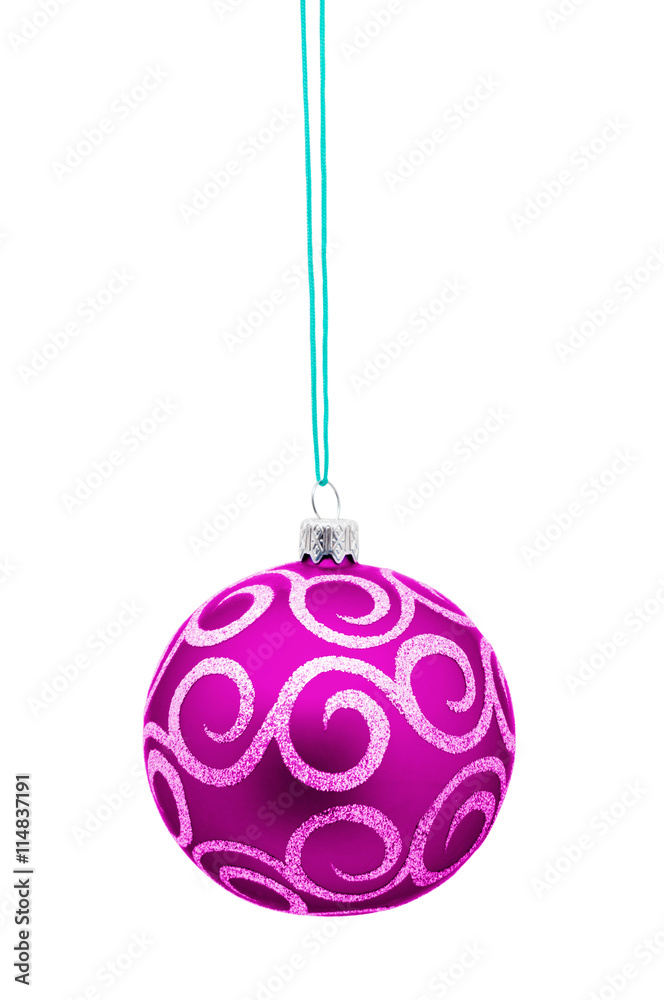 Pink Christmas toy ball, isolated on white background Pink Christmas toy ball, isolated on white background