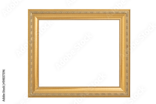 Antique golden frame isolated on white