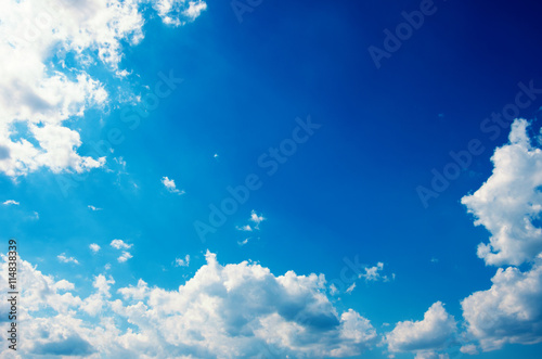 White clouds in blue sky.