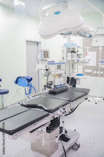 bright empty operating room in a hospital