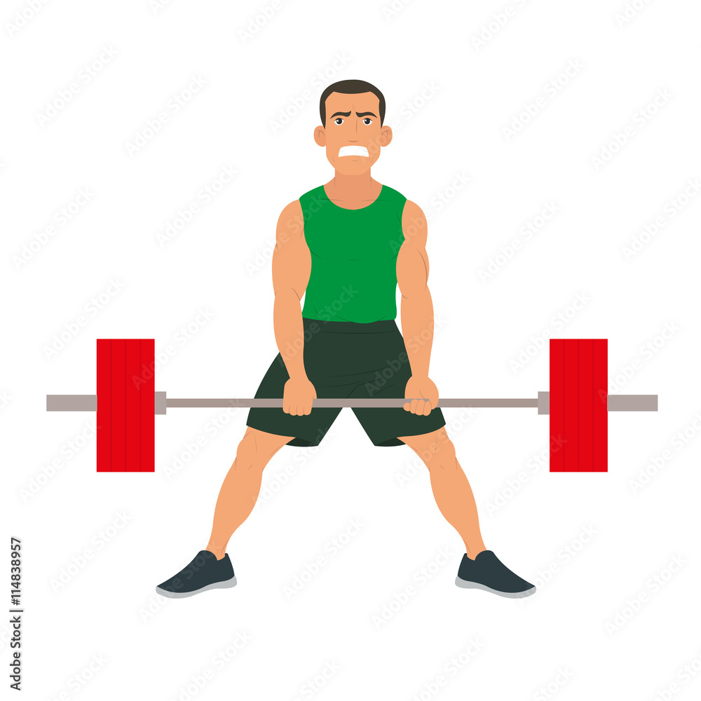 strong man does exercise deadlift.