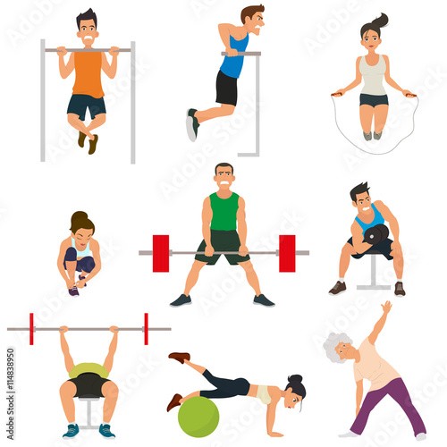 sports people in the flat style.