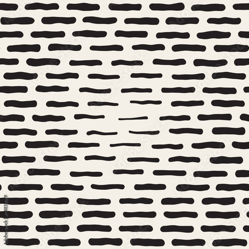 Vector Seamless Black And White Hand Drawn Horizontal Rectangles Halftone Pattern