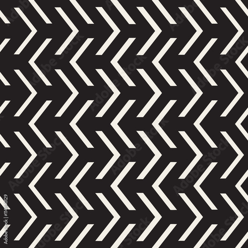 Vector Seamless Black And White Arrow Shape Geometric Pattern