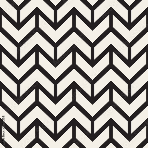 Vector Seamless Black And White Chevron ZigZag Lines Geometric Pattern