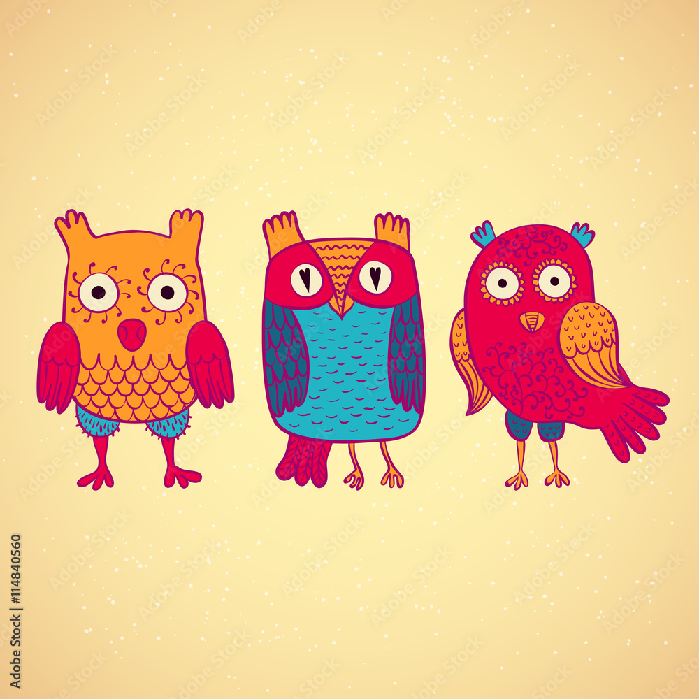Fototapeta premium Vector illustration of Shaped and ornamental owl.