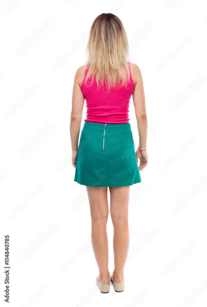 back view of standing young beautiful woman. back view of standing young beautiful woman.