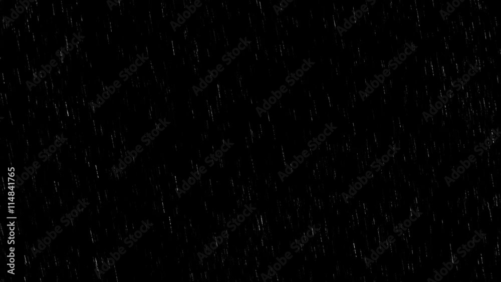 Falling raindrops footage animation in realtime on black background, black and white luminance matte, rain animation with start and end, perfect for film, digital composition, projection mapping