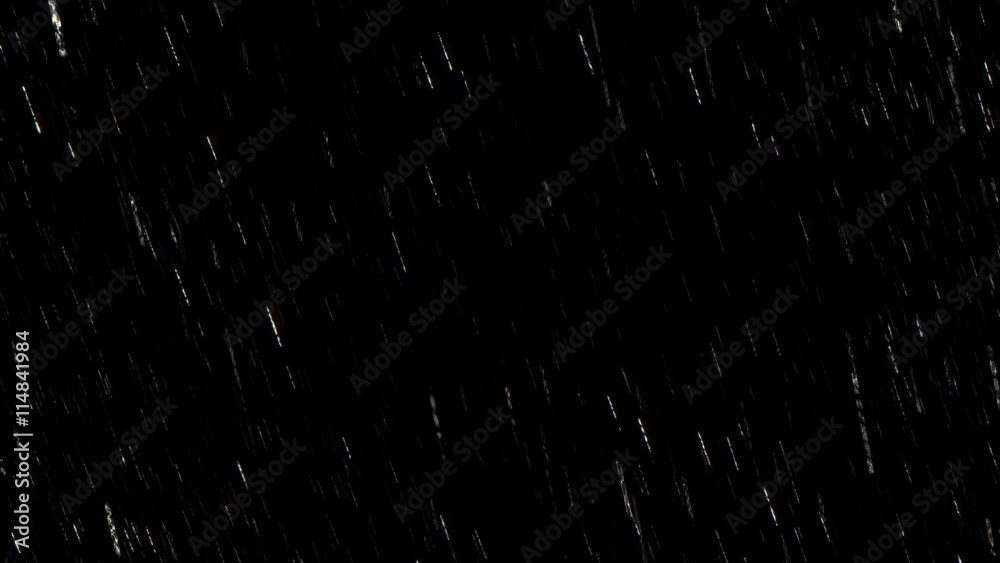 Falling raindrops footage animation in slow motion on black background ...