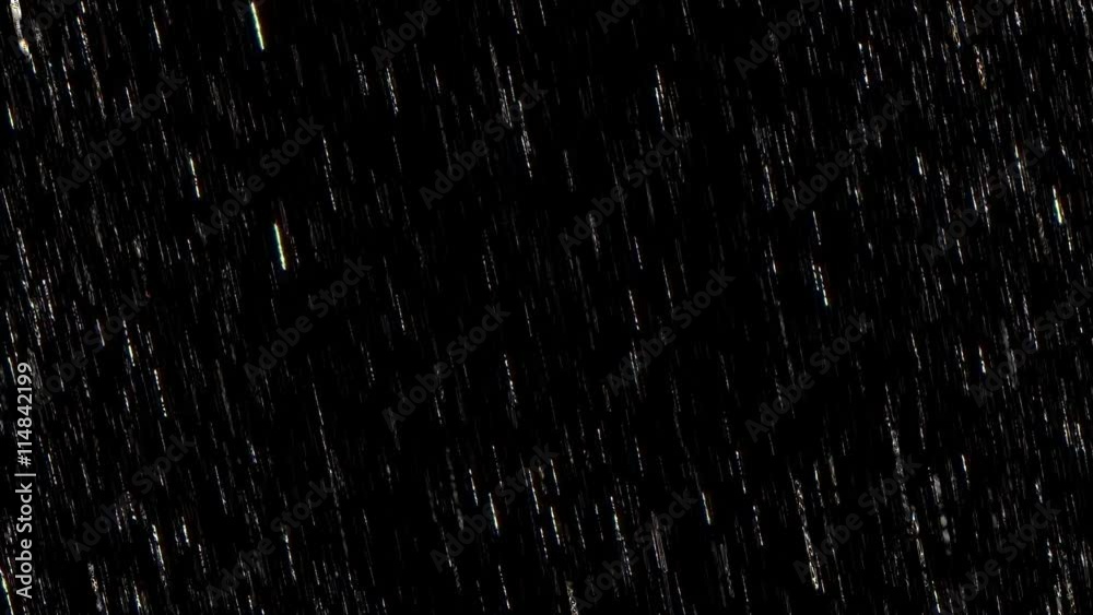Falling raindrops footage animation in slow motion on black background ...