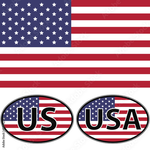 Flag oval stickers USA US, ...