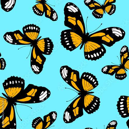 seamless pattern made from butterfly Danaus plexippus.