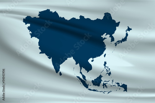 Asian flag. Map of the Asian continent