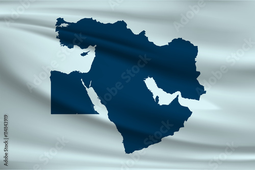 Middle East Flag. Map of the Middle East