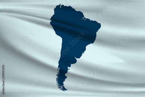 Flag of South America. Map of the South American continent