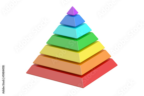 business pyramide with color levels, pyramid chart. 3D rendering
