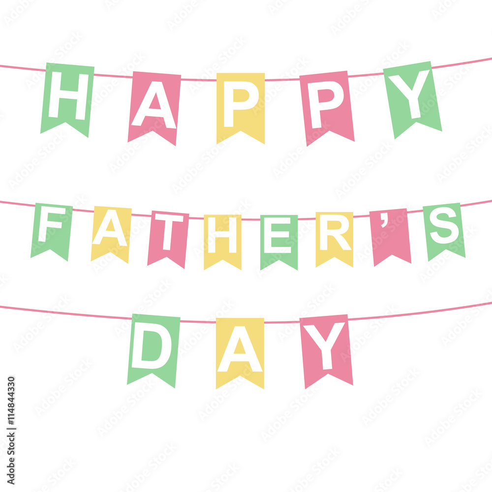 Happy Fathers Day greeting. Photo frames hanging on a rope with clothespins vector
