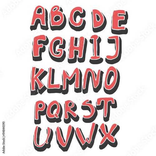 Bright alphabet set in vector. Stylish letters in different modern colors. Cartoon abs icons
