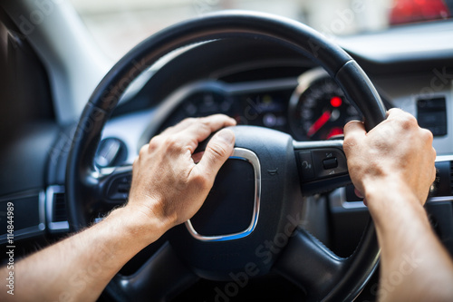 Hands on steering wheel, honking © bizoo_n