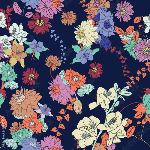 summer flower vector seamless pattern