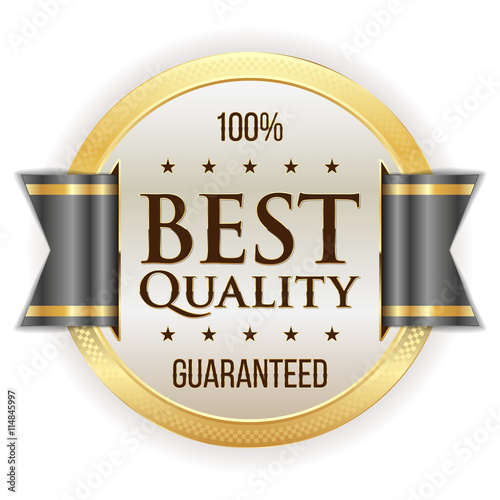 White best quality button, badge with gold border