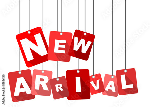 new arrival, red vector new arrival, flat vector new arrival, background new arrival