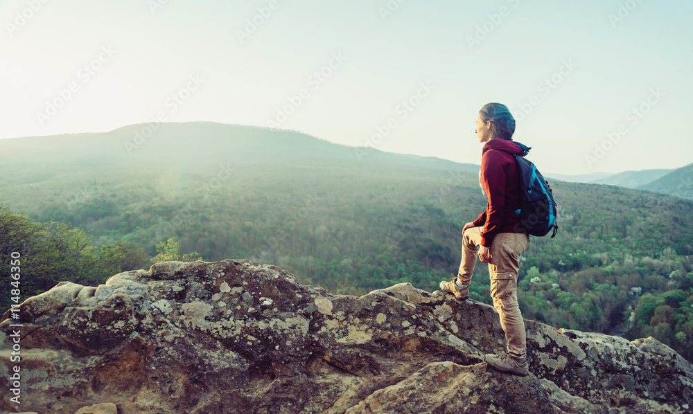 Traveler enjoying of mountain view