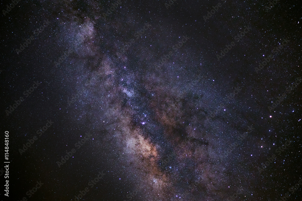 Close-up of Milky Way,Long exposure photograph, with grain