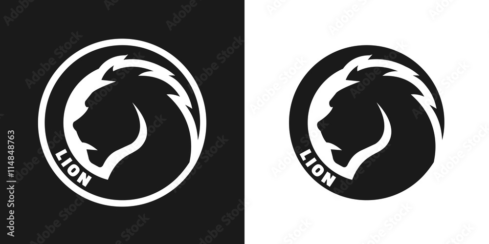 Obraz premium Silhouette of an lion, monochrome logo.