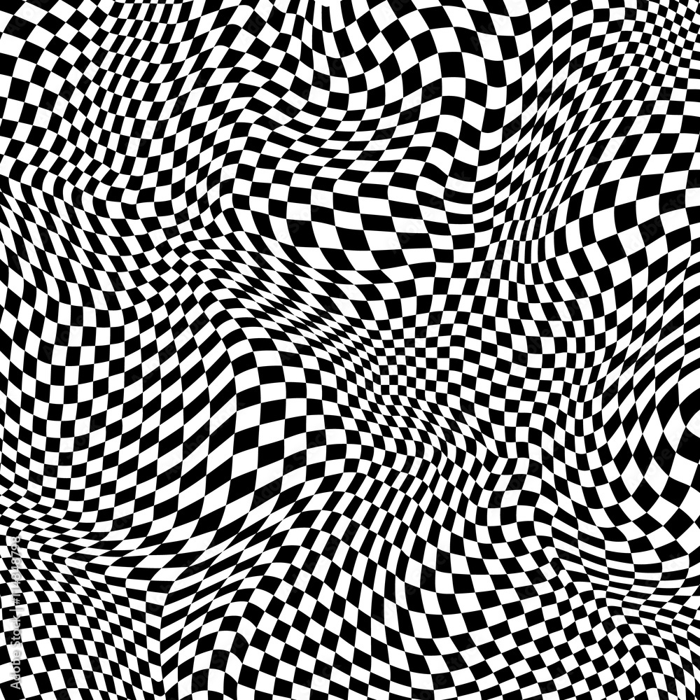 Abstract black and white checkered background. Monochrome pattern with a distorted space. Element for design. Abstract black and white checkered background. Monochrome pattern with a distorted space. Element for design.