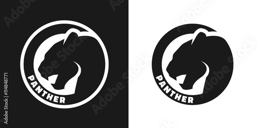 Silhouette of an panther, monochrome logo.