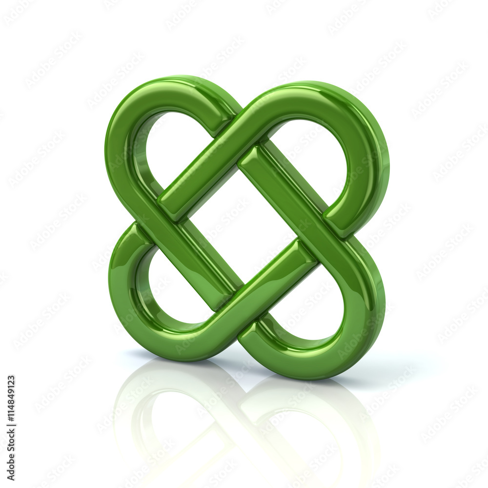 3d illustration of green endless knot 3d illustration of green endless knot