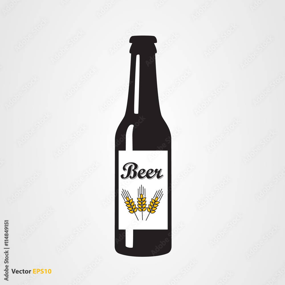 Bottle of wheat beer with label and glass Bottle of wheat beer with label and glass