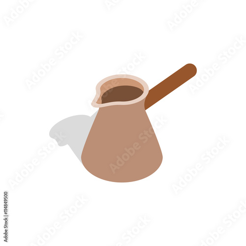 Brown coffee cezve icon in isometric 3d style on a white background
